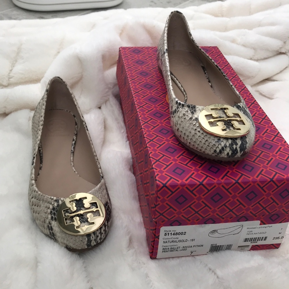 Tory Burch Roccia Python  Reva Ballet Flats size 7
